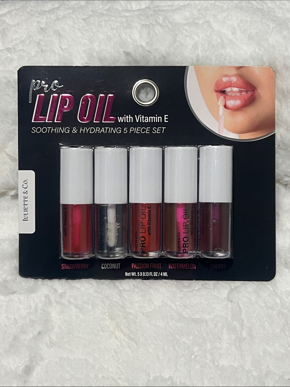 Pro Lip Oil 5-Piece Hydrating Set — Pink & Red Shades with Vitamin E